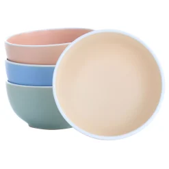 Spice By Tia Mowry Creamy Tahini 4 Piece Round Stoneware Cereal Bowl Set