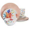 Spice By Tia Mowry Goji Blossom 12 Piece Fine Ceramic Dinnerware Set In Pink