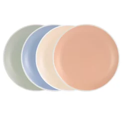 Spice By Tia Mowry Creamy Tahini 4 Piece Round Stoneware Dessert Plate Set
