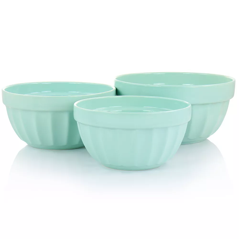 Gibson Home 3 Piece Stoneware Bowl Set In Turquoise 2 Gibson Home 3 Piece Stoneware Bowl Set In Turquoise - Image 2