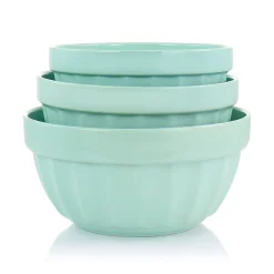 Gibson Home 3 Piece Stoneware Bowl Set In Turquoise 6 Gibson Home 3 Piece Stoneware Bowl Set In Turquoise -Mikasa Sales 6035003 ALT2