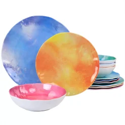 Spice By Tia Mowry Cinnamon Twist 12 Piece Melamine Dinnerware Set In Assorted Colors
