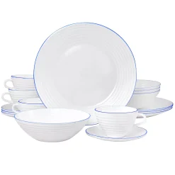 Oster Cocina Juego De Vajilla 16 Piece Opal Glass Dinnerware Set In White
