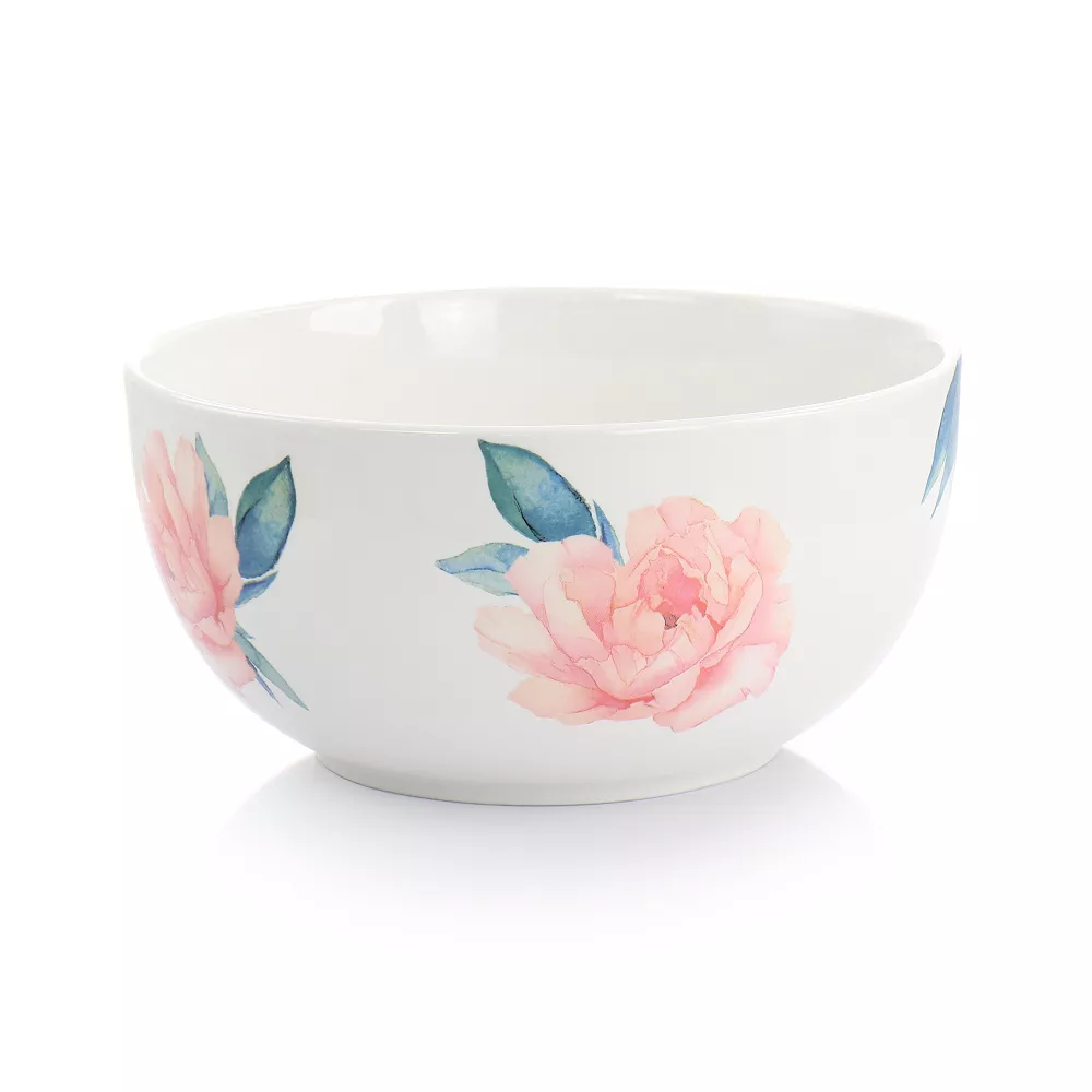 Gibson Home 3 Piece Fine Ceramic Floral Bowl Set In White 4 Gibson Home 3 Piece Fine Ceramic Floral Bowl Set In White - Image 4