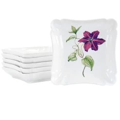 Gibson Home Botanical Garden 6 Piece 8.75 Inch Fine Ceramic Dish Set In White