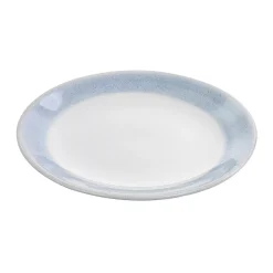 Gibson Home 11 Inch Stoneware Dinner Plate With Blue Rim