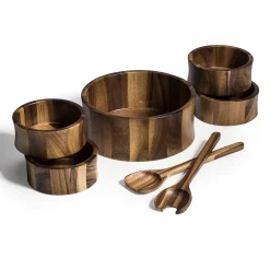 Kalmar Home 7 Piece - Extra Large Salad Bowl With Servers And 4 Individuals