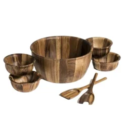 Kalmar Home 7 Piece - X-Large Salad Bowl With Servers And 4 Individuals