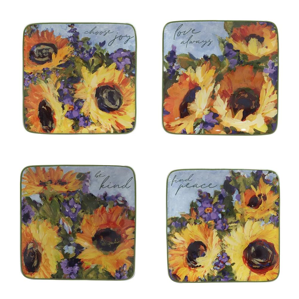 Certified International Sunflower Bouquet 4-pc. Canape Plate Set 1 Certified International Sunflower Bouquet 4-pc. Canape Plate Set