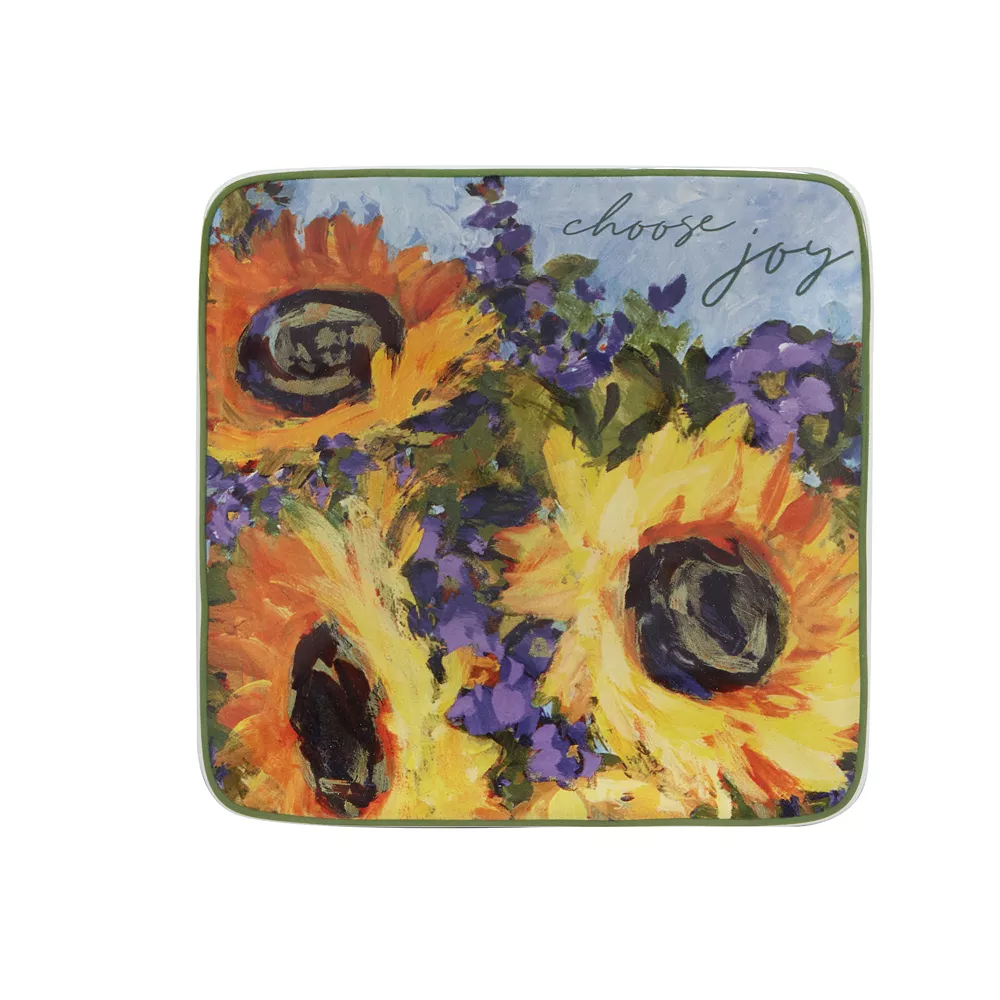 Certified International Sunflower Bouquet 4-pc. Canape Plate Set 2 Certified International Sunflower Bouquet 4-pc. Canape Plate Set - Image 2