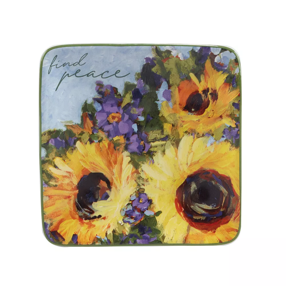 Certified International Sunflower Bouquet 4-pc. Canape Plate Set 3 Certified International Sunflower Bouquet 4-pc. Canape Plate Set - Image 3