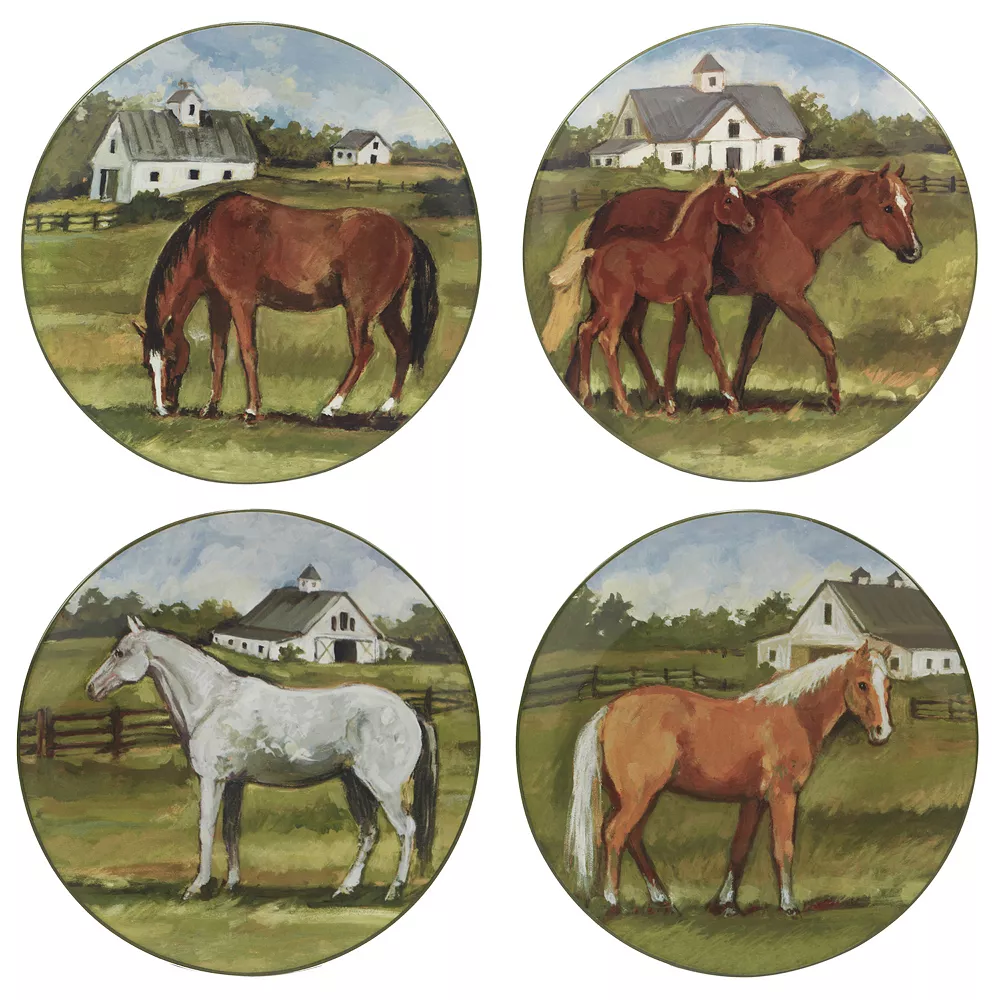 Certified International York Stables 4-pc. Dinner Plate Set 1 Certified International York Stables 4-pc. Dinner Plate Set
