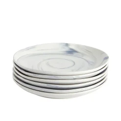 Juvale 6 Pack Grey Marble Ceramic Plates, 10 Inches, Microwave And Dishwasher Safe Grey Marbled Plates For Kitchen